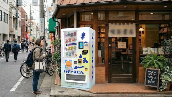 店舗前の空きスペースに設置されたガチャえもんの活用イメージ