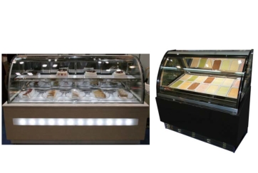 木目調のプリントを程化推した対面販売ショーケースのイメージです。