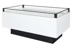 両面が同じ高さの平型タイプのショーケースの大きいサイズのイメージです。